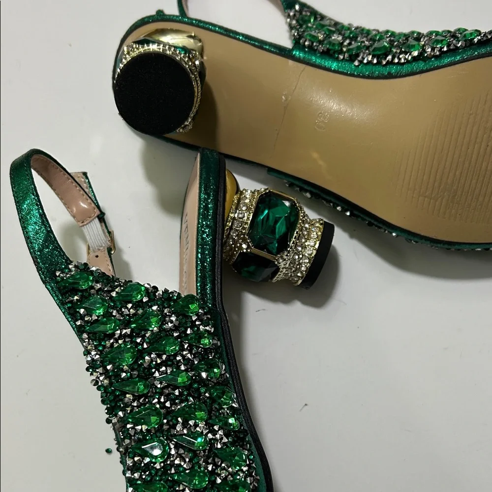 Green Embellished Women's Heels - Picture 8 of 17